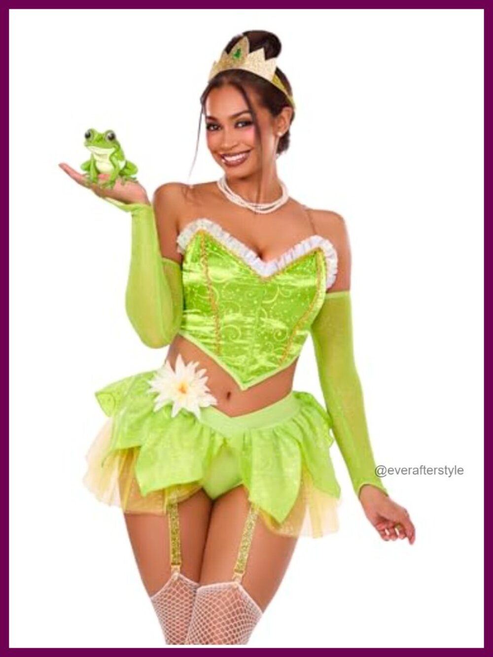 6 PC Bayou Babe Princess Costume Bustier Petal Skirt Garter Panty Gloves Crown